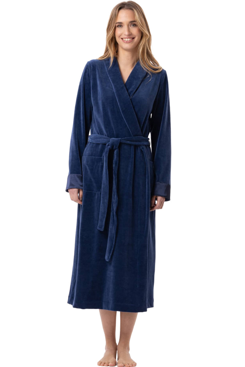Le Chat Essentiel Velvet Crossed Dressing Gown, Prusse (H67A)