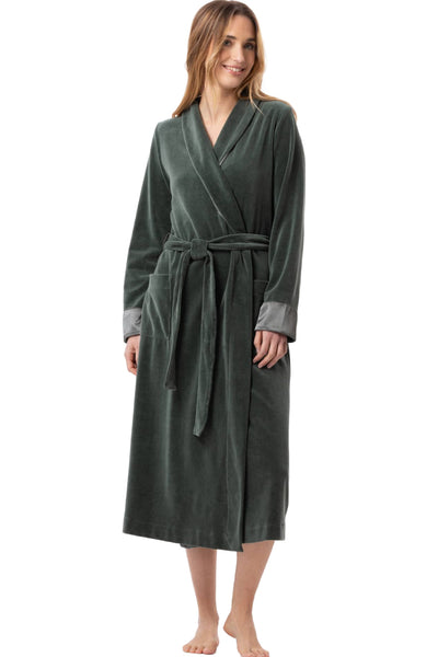 Le Chat Essentiel Velvet Crossed Dressing Gown, Lichen (H67A)