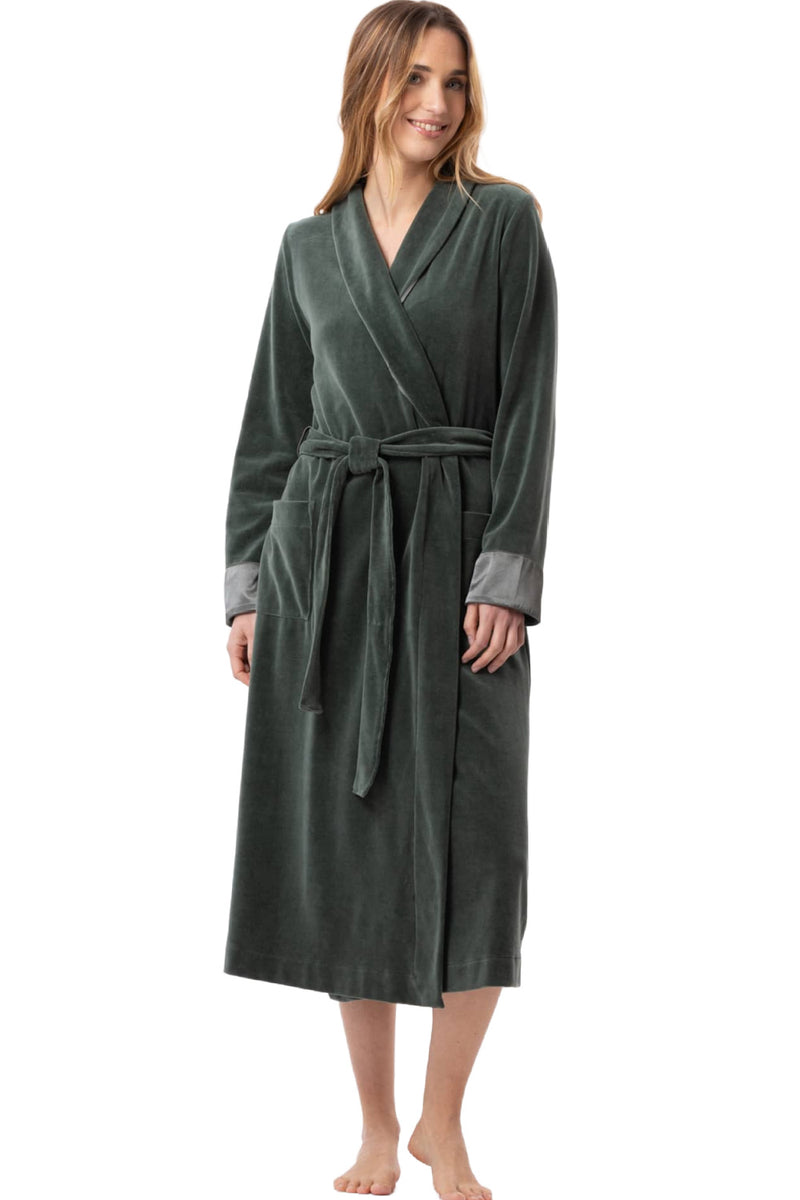 Le Chat Essentiel Velvet Crossed Dressing Gown, Lichen (H67A)