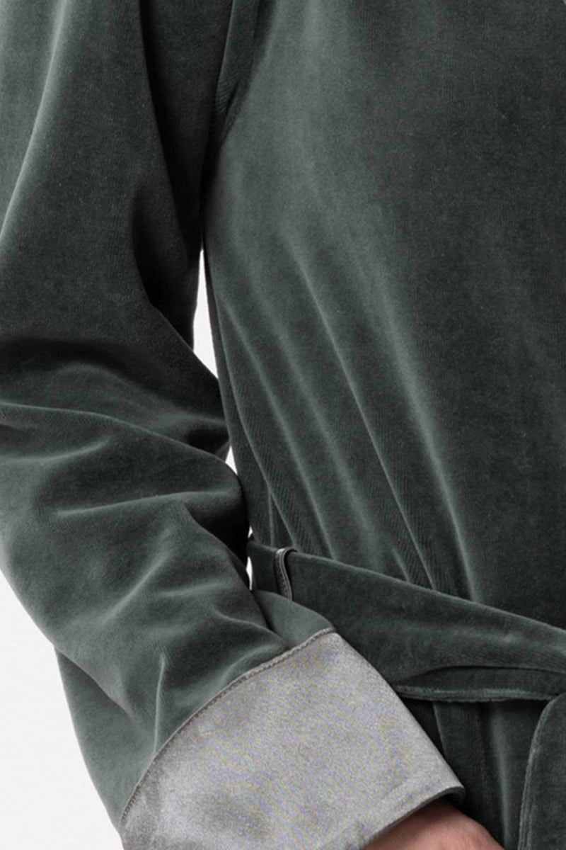 Le Chat Essentiel Velvet Crossed Dressing Gown, Lichen (H67A)