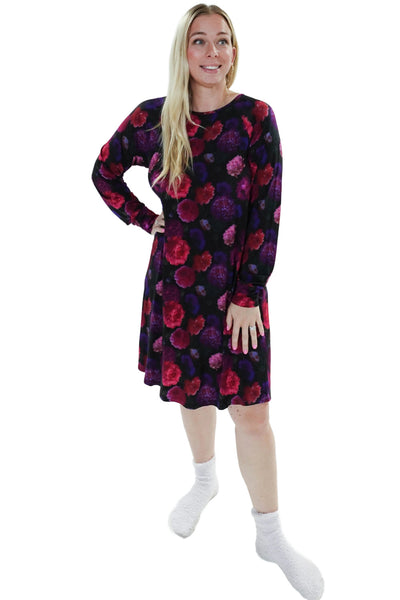 Cloud Nine Pajamas Bamboo Long Sleeves Nightshirt, Midnight Blossom (GR104NS/LS)