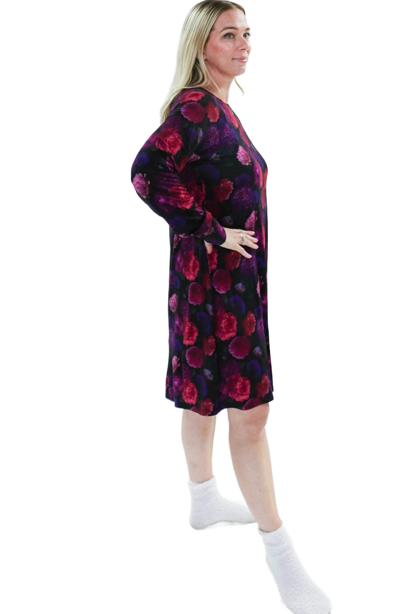 Cloud Nine Pajamas Bamboo Long Sleeves Nightshirt, Midnight Blossom (GR104NS/LS)