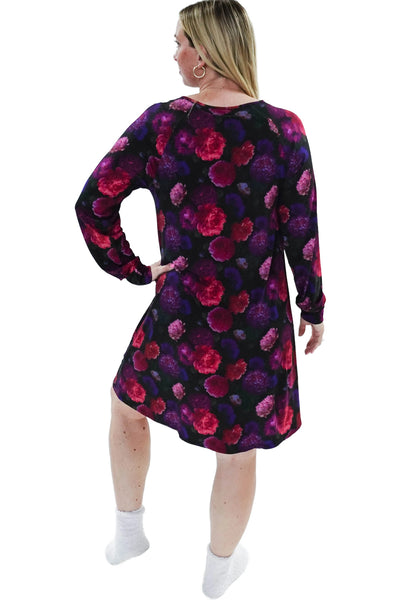 Cloud Nine Pajamas Bamboo Long Sleeves Nightshirt, Midnight Blossom (GR104NS/LS)