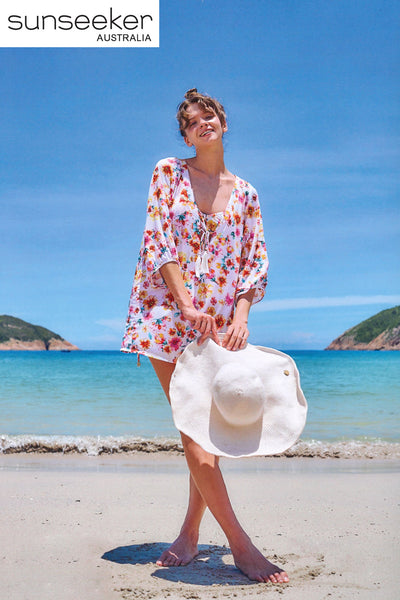 Sunseeker Vibrant Vacation Kaftan, White (3230024)