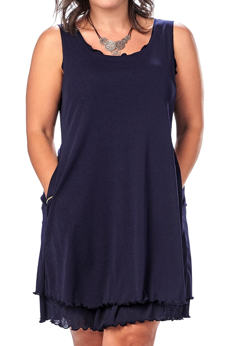 Rapz Pocketed Layered Dress 4371 Navy