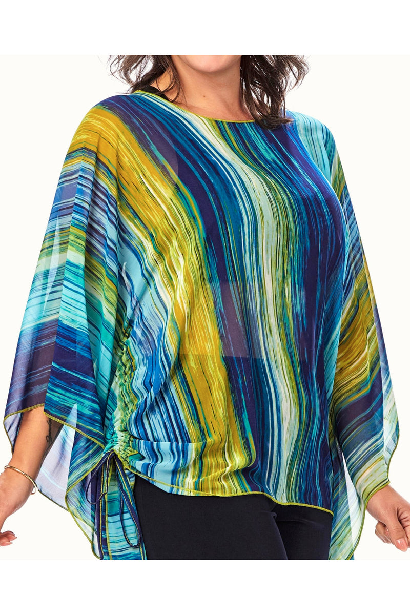 Rapz Ruched Overlay, Turquoise Stripes (4737)