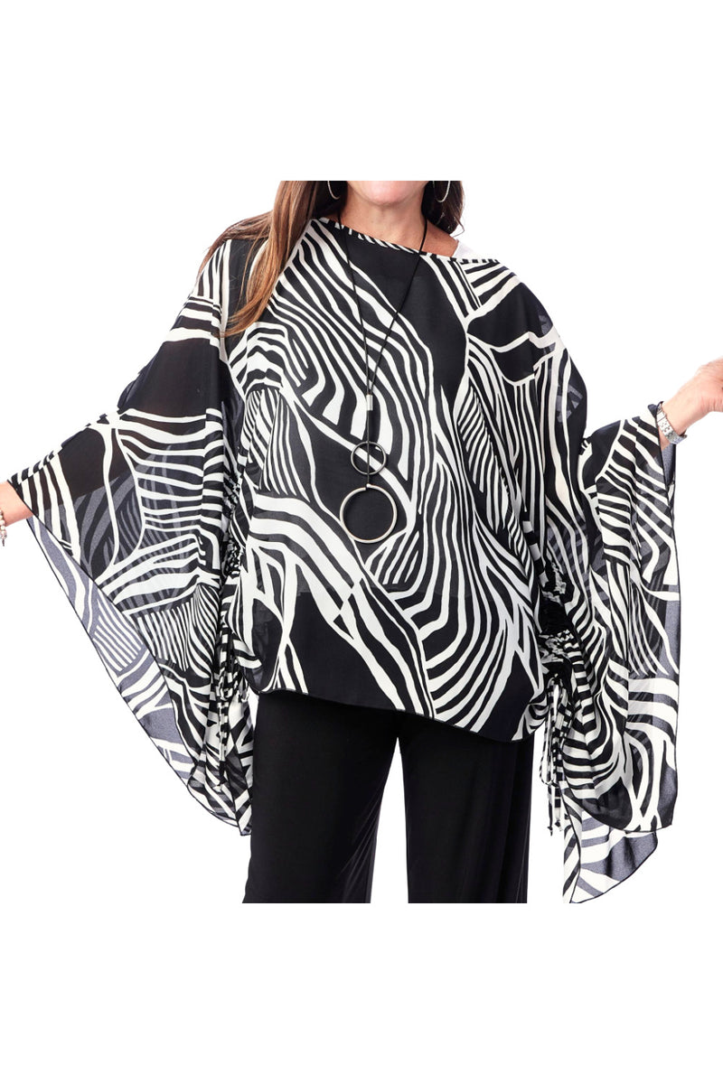 Rapz Ruched Overlay 4737 Black White