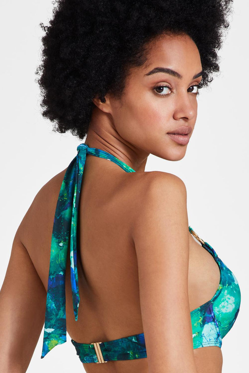 Aubade Deep Green Sea Push-up Bikini Top, Peinture (IY08)