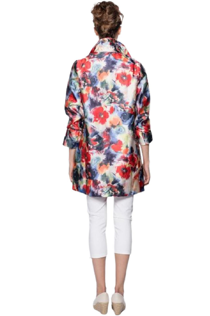 Red Coral Open Front Floral Print Jacket 320-0437-MLT