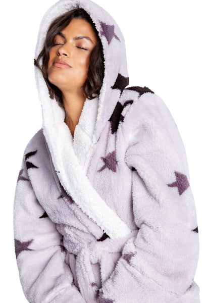 PJ Salvage Cozy Plush Robes Stars RECPR-LIGHT GREY