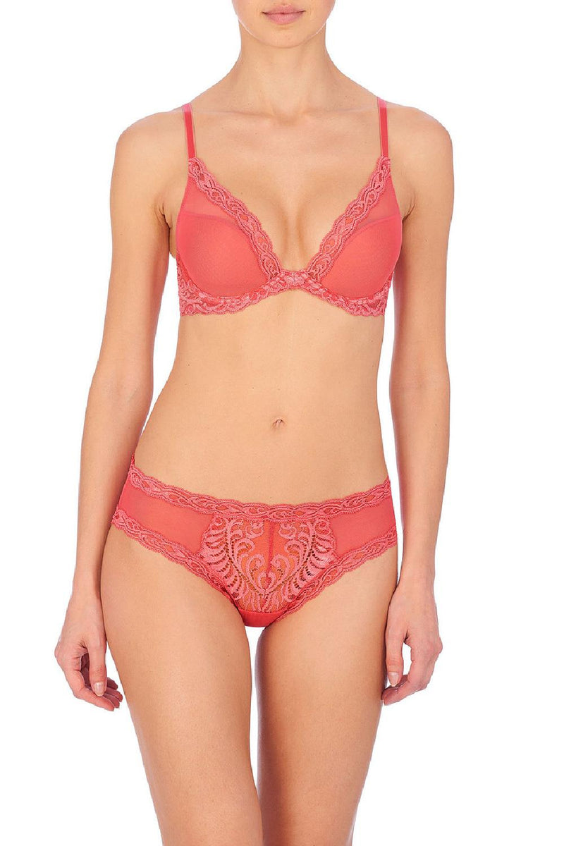 Natori Women's Feathers Lace Contour Underwire Plunge Bra 730023