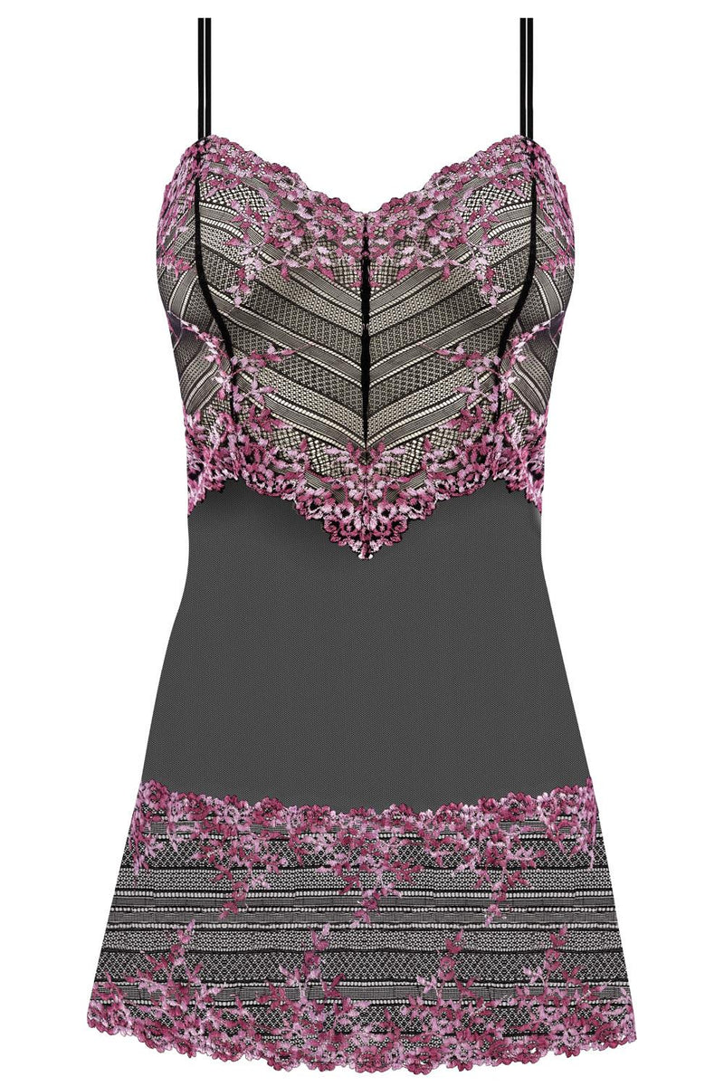 Wacoal Embrace Lace Chemise 814191 Black/ Berry Multi