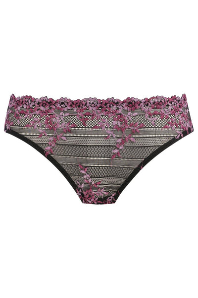 Wacoal Embrace Lace Bikini Brief, Black/Berry Multi (64391)