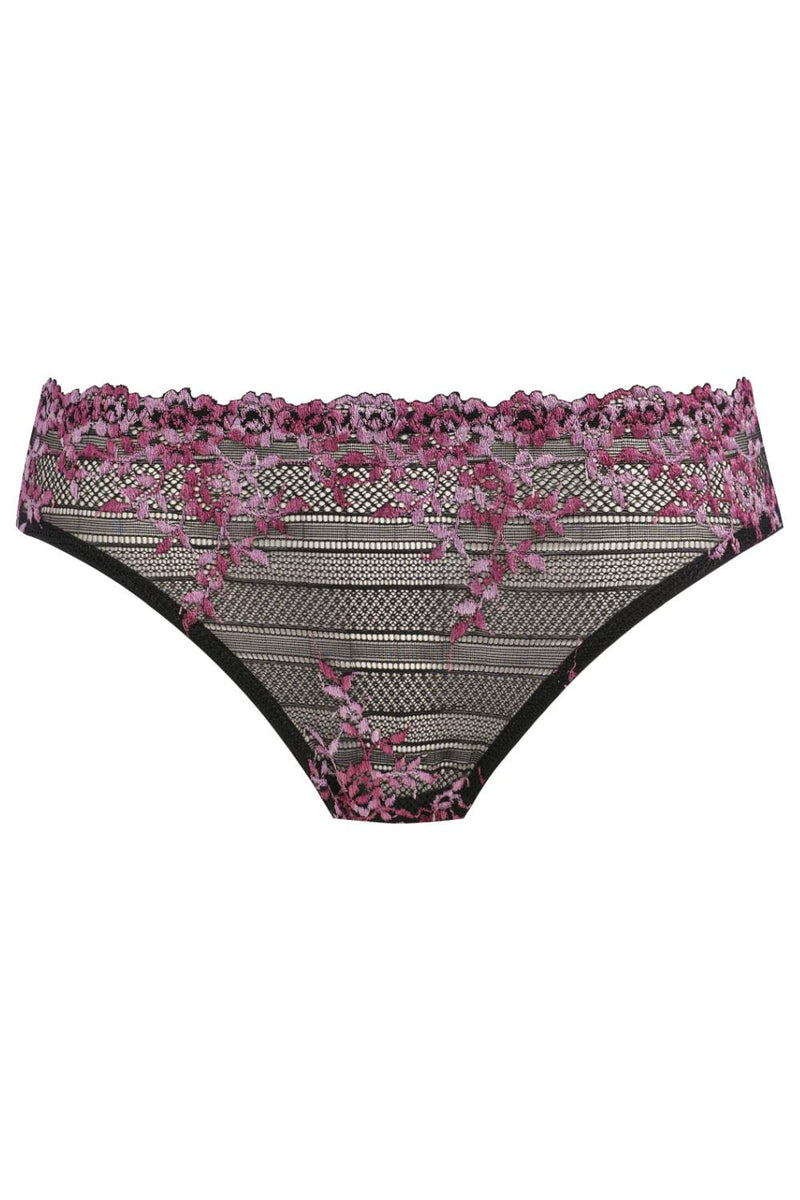 Wacoal Embrace Lace Bikini Brief, Black/Berry Multi (64391)