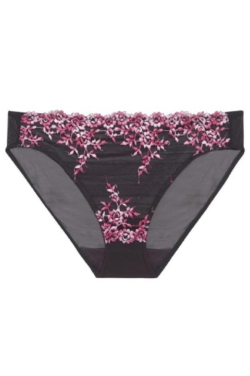 Wacoal Embrace Lace Hi-Cut Brief, Black/Berry Multi (841191)