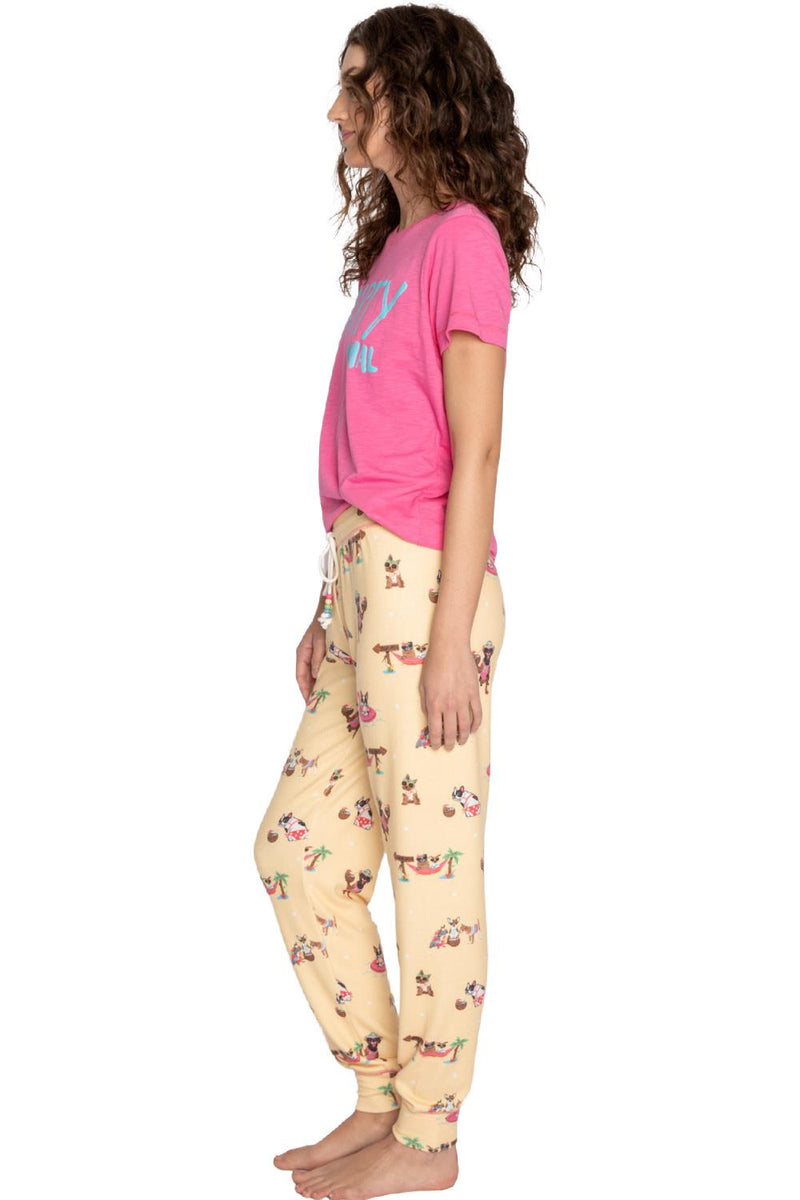 PJ Salvage Spring Break Dogs Lounge Pants RHSBP-YELLOW MIST