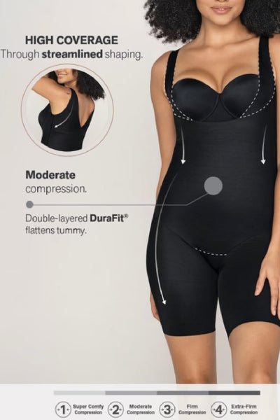 Leonisa Undetectable Step-In Mid-Thigh Body Shaper, Black (018483)