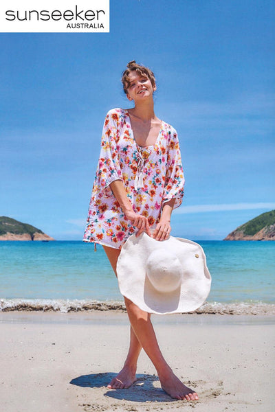 Sunseeker Vibrant Vacation Kaftan, White (3230024)