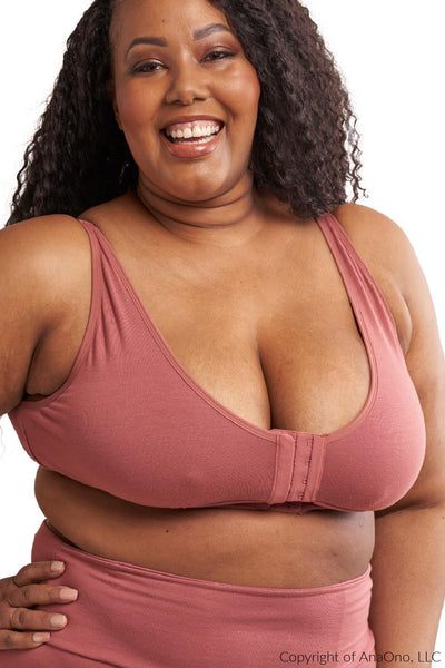 AnaOno Rora Mastectomy Front Closure Pocketed Bra, Dusty Rose (AO-018)