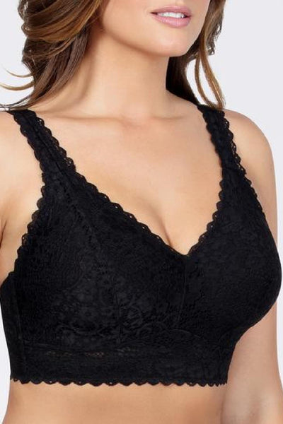 Parfait Adriana Wire Free Lace Bralette, Black (P5482)