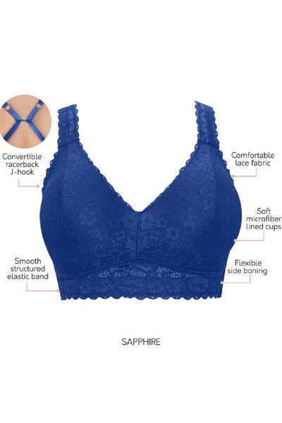 Parfait Adriana Wire Free Lace Bralette, Sapphire (P5482)
