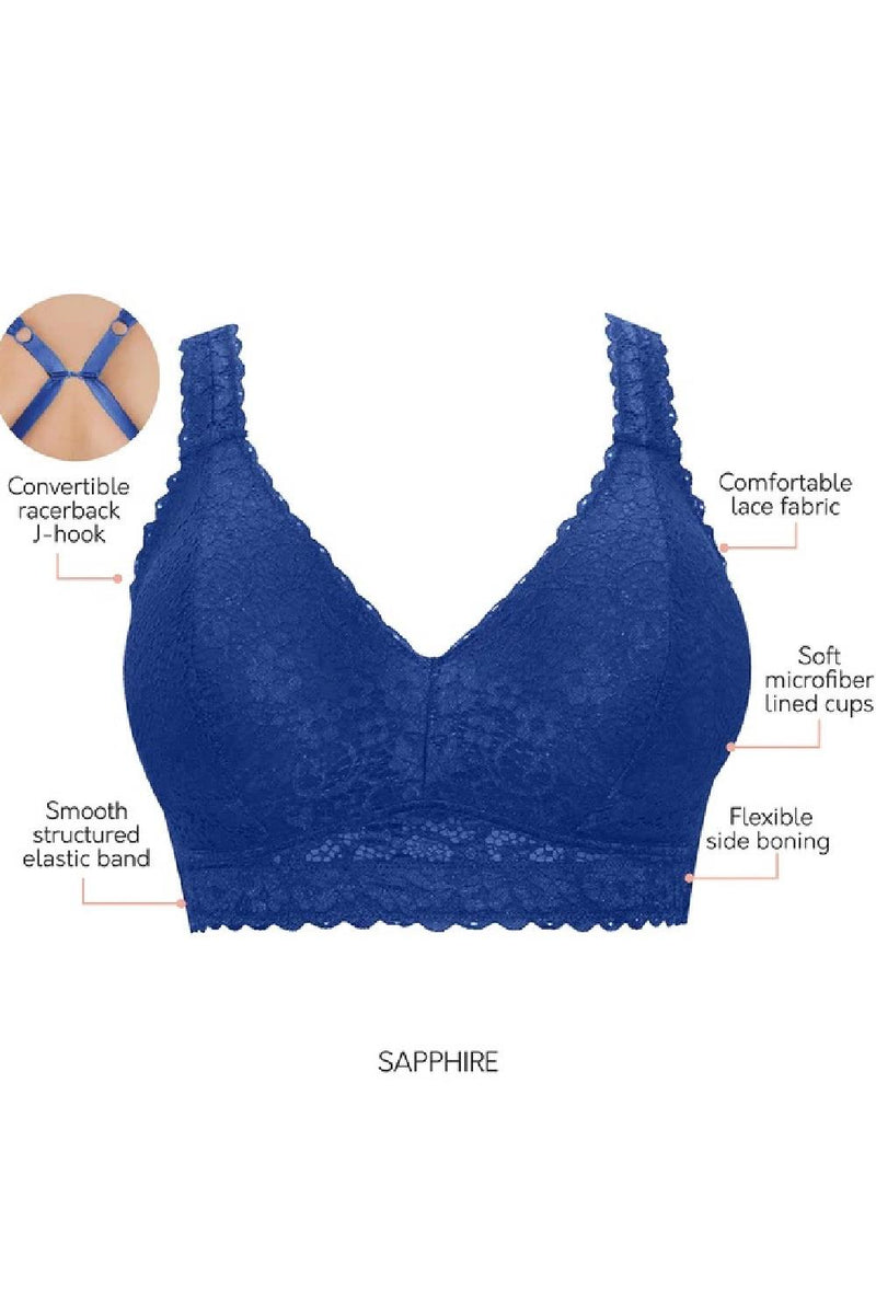 Parfait Adriana Wire Free Lace Bralette, Sapphire (P5482)