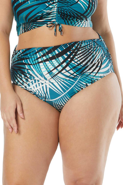 Coco Reef Endless Summer Palm Impulse High Waist Bikini Bottom, Teal Cove (U84208)