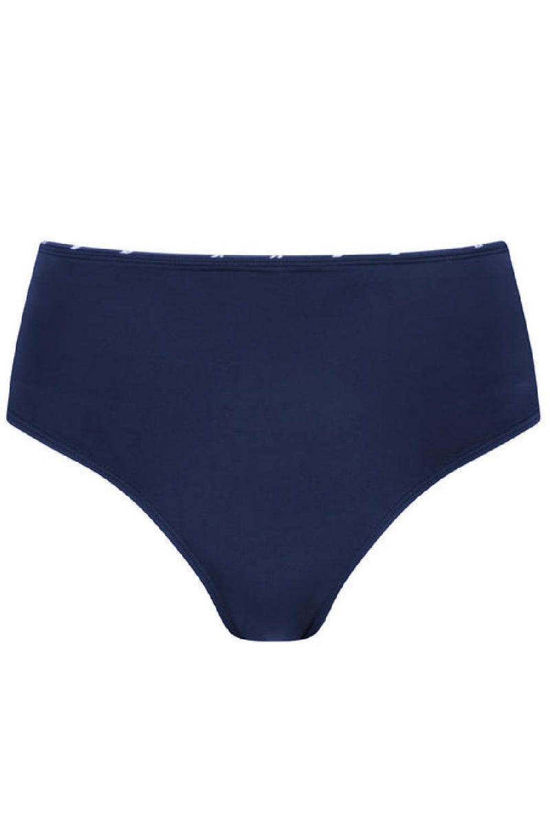Amoena Timeless Chic High Waist Swim Brief, Navy/White (71540)