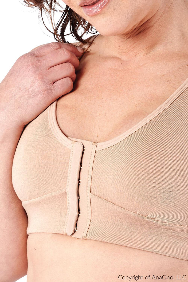 AnaOno Rora Mastectomy Front Closure Pocketed Bra, Sand (AO-018)