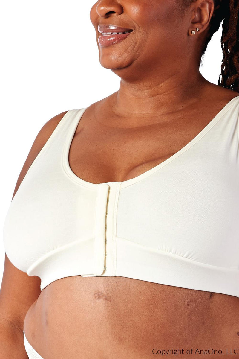 AnaOno Rora Mastectomy Front Closure Pocketed Bra, Ivory (AO-018)