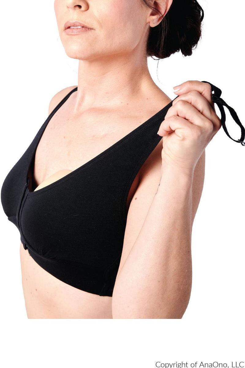 AnaOno Rora Mastectomy Front Closure Pocketed Bra, Black (AO-018)