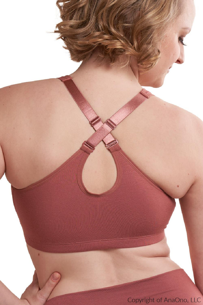 AnaOno Rora Mastectomy Front Closure Pocketed Bra, Dusty Rose (AO-018)