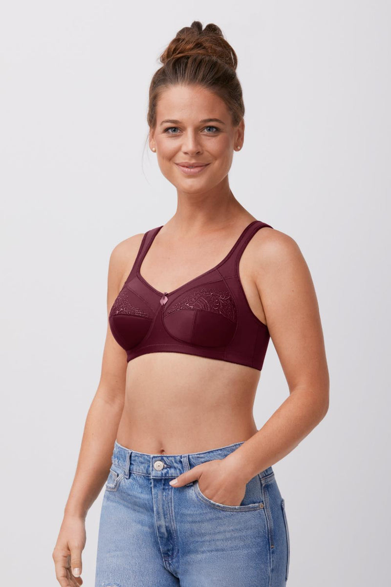 Amoena Isadora Wire-Free Mastectomy Soft Bra, Burgandy (44685)