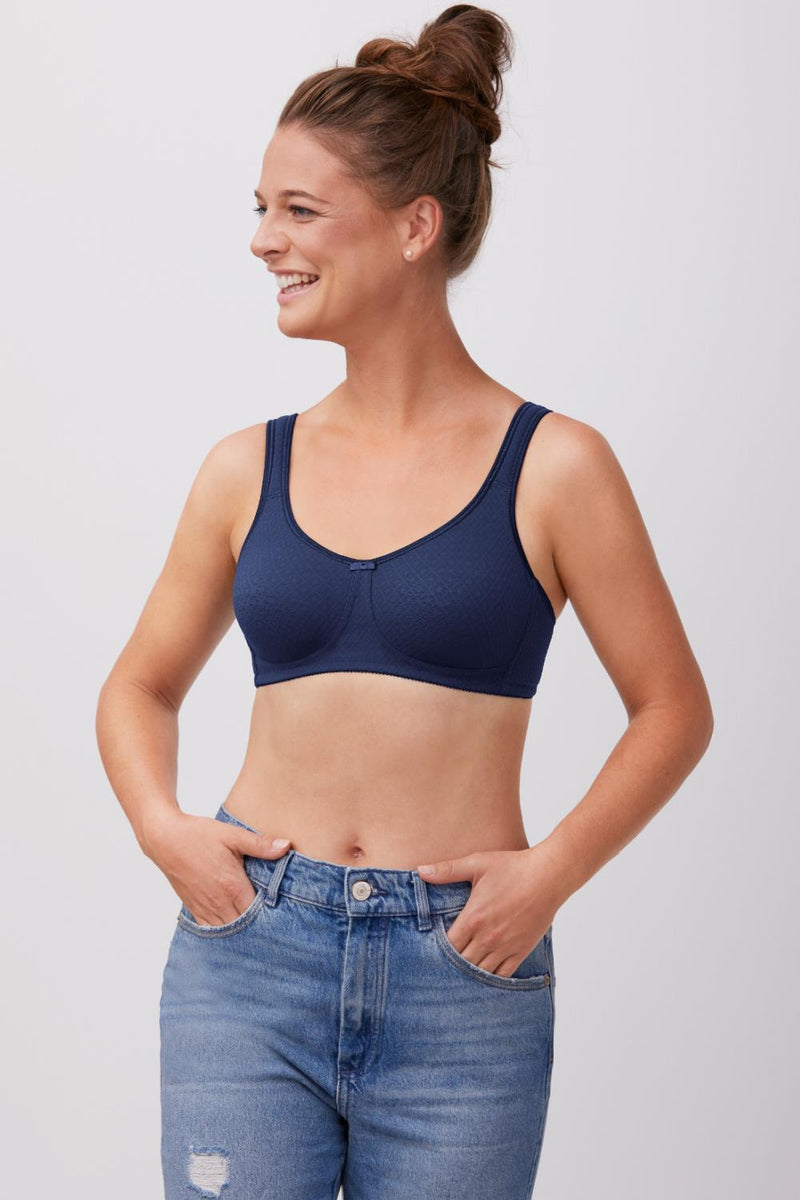 Amoena Mira Wireless Mastectomy Bra, Dark Blue (44687)