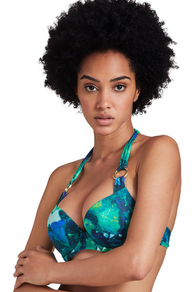 Aubade Deep Green Sea Push-up Bikini Top, Peinture (IY08)