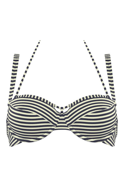 Marlies Dekkers Holi Vintage Plunge Balcony Bikini Top, Cups D-F, Blue Ecru (181901)