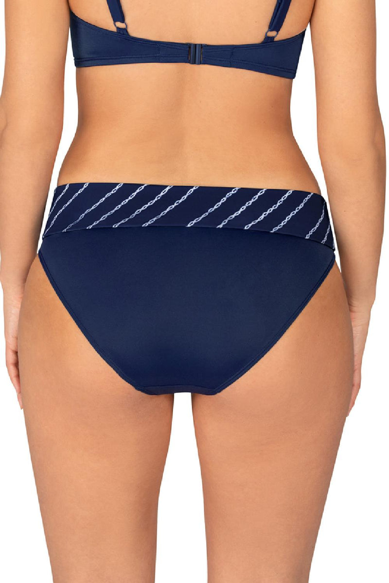 Amoena Timeless Chic High Waist Swim Brief, Navy/White (71540)