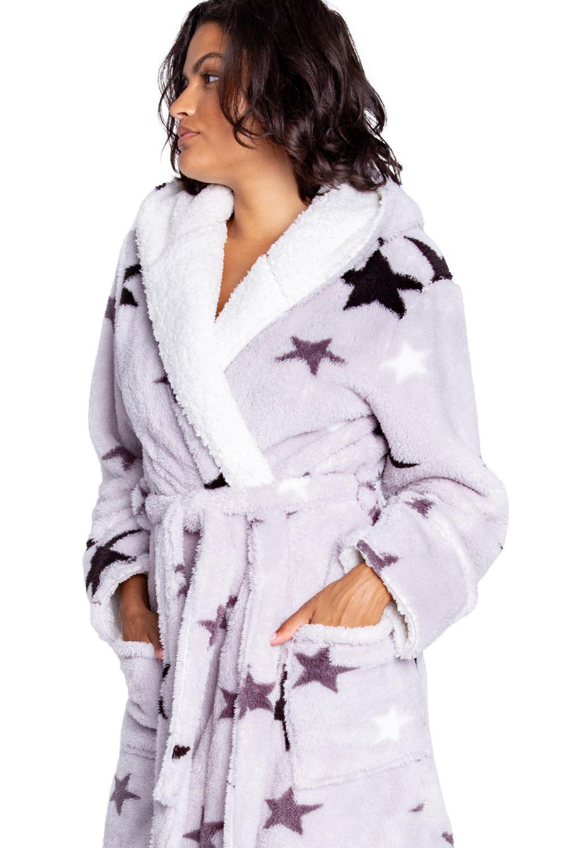 PJ Salvage Cozy Plush Robes Stars RECPR-LIGHT GREY