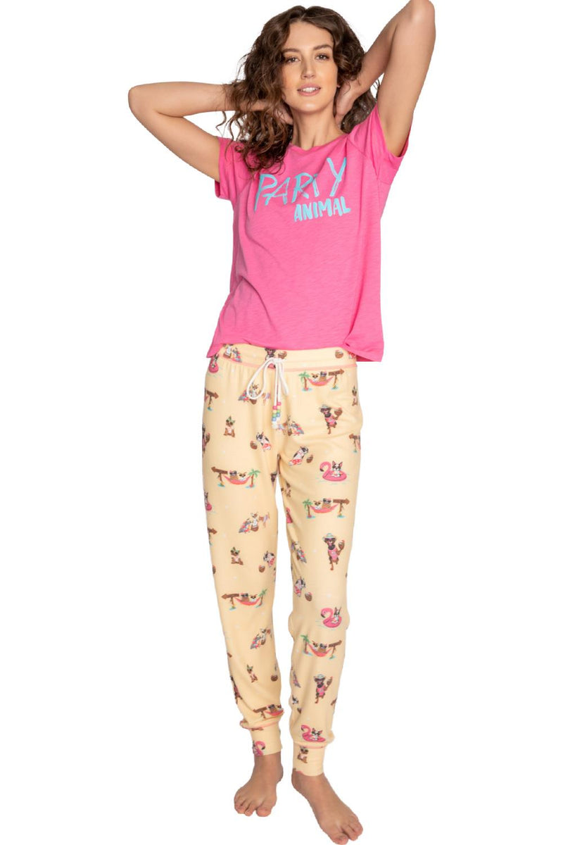 PJ Salvage Spring Break Dogs Lounge Pants RHSBP-YELLOW MIST