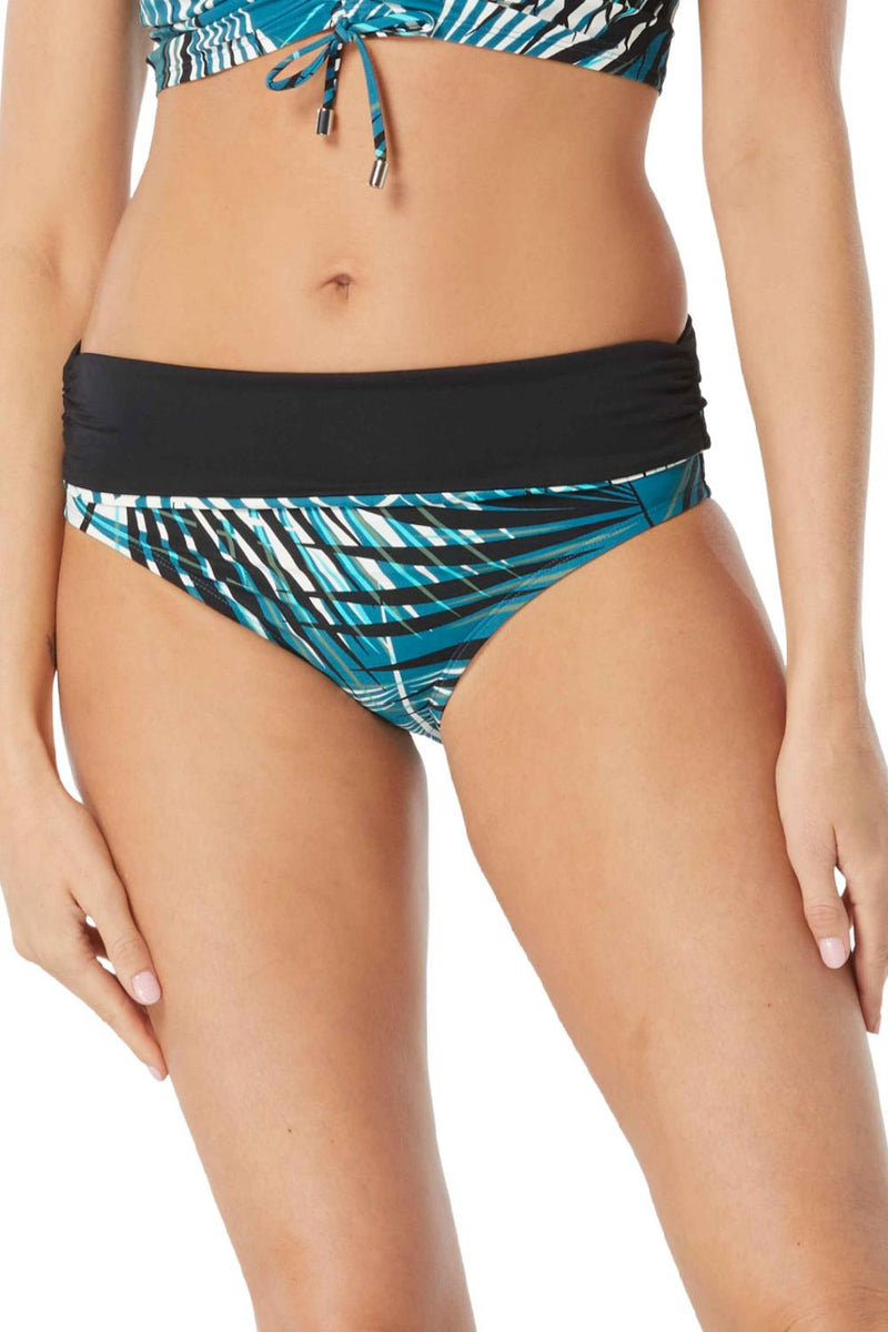 Coco Reef Endless Summer Palm Impulse High Waist Bikini Bottom, Teal Cove (U84208)