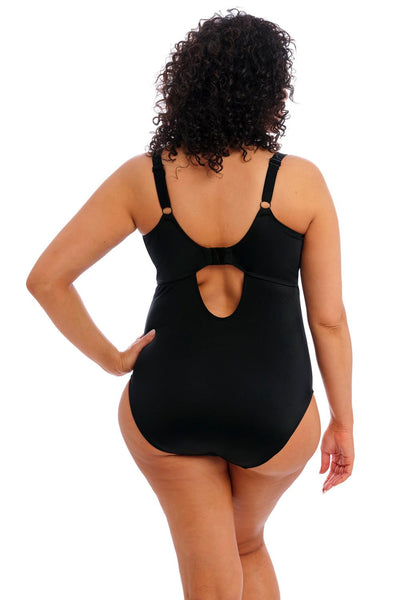 Elomi Plain Sailing Non-Wired Plunge Swimsuit, Black (ES7280)