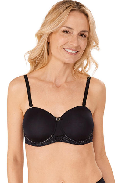 Amoena Pia Underwired Padded Strapless Bra, Black/Sand (44840)