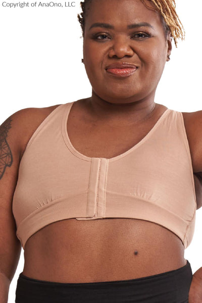 AnaOno Rora Mastectomy Front Closure Pocketed Bra, Sand (AO-018)