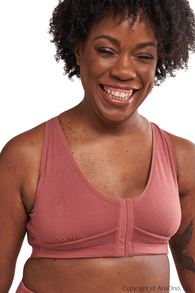 AnaOno Rora Mastectomy Front Closure Pocketed Bra, Dusty Rose (AO-018)