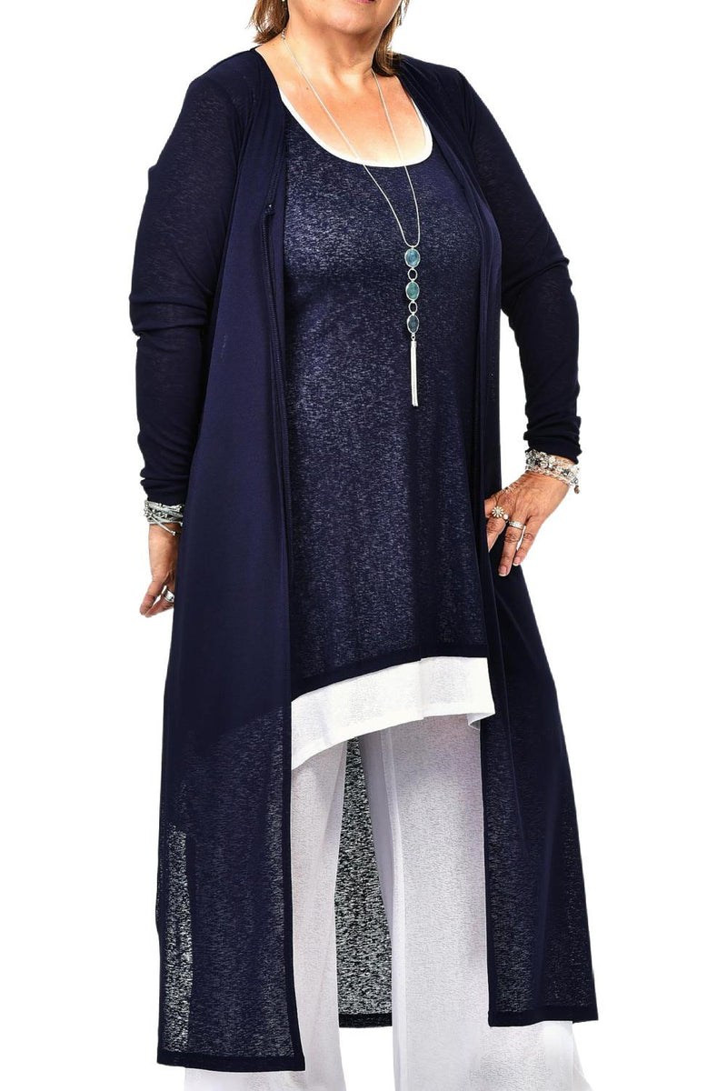 Rapz Long Tie Front Tunic, Navy (4784)