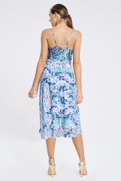 Aqua Blue Babylon Frill Wrap Sundress, Multi (A9109BA)