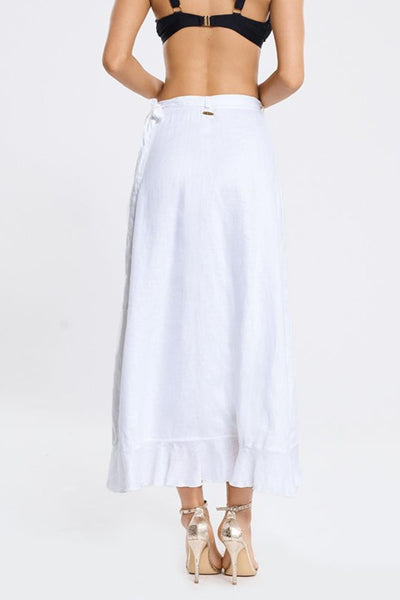 Aqua Blue Serenity Frill Wrap Skirt, White (A9115SE)
