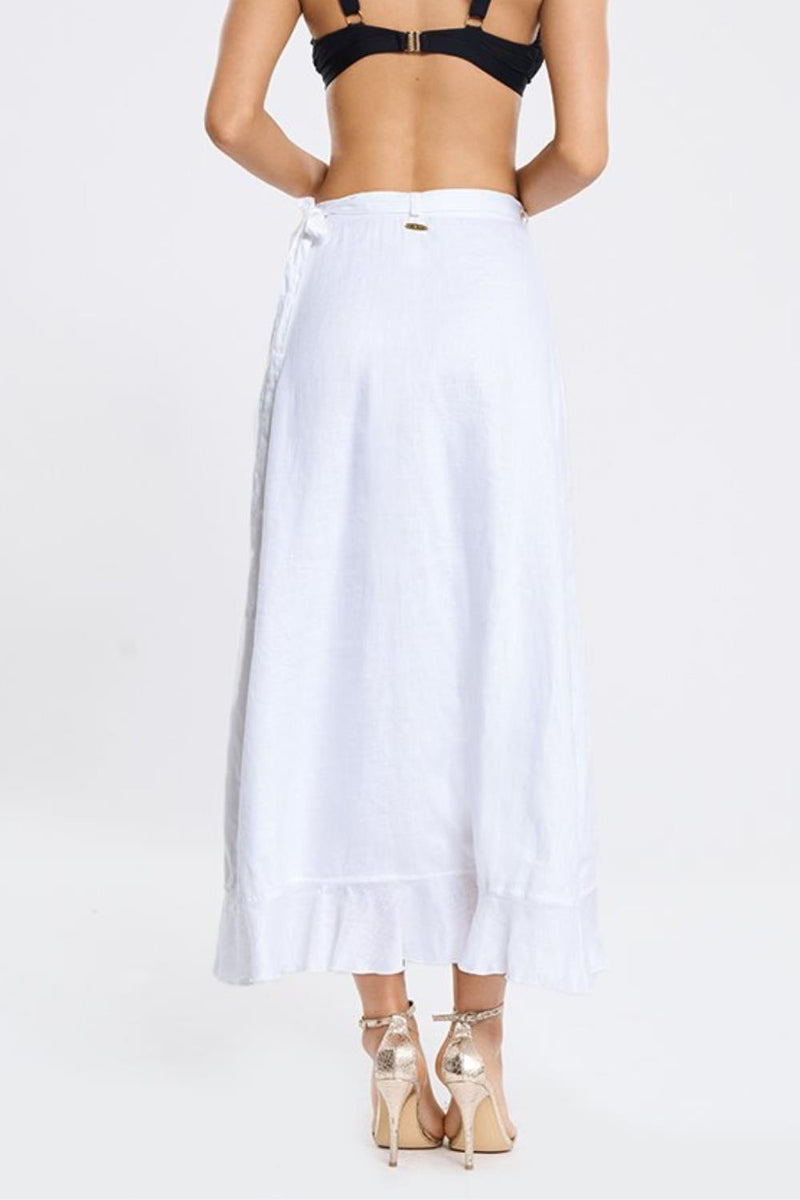 Aqua Blue Serenity Frill Wrap Skirt, White (A9115SE)