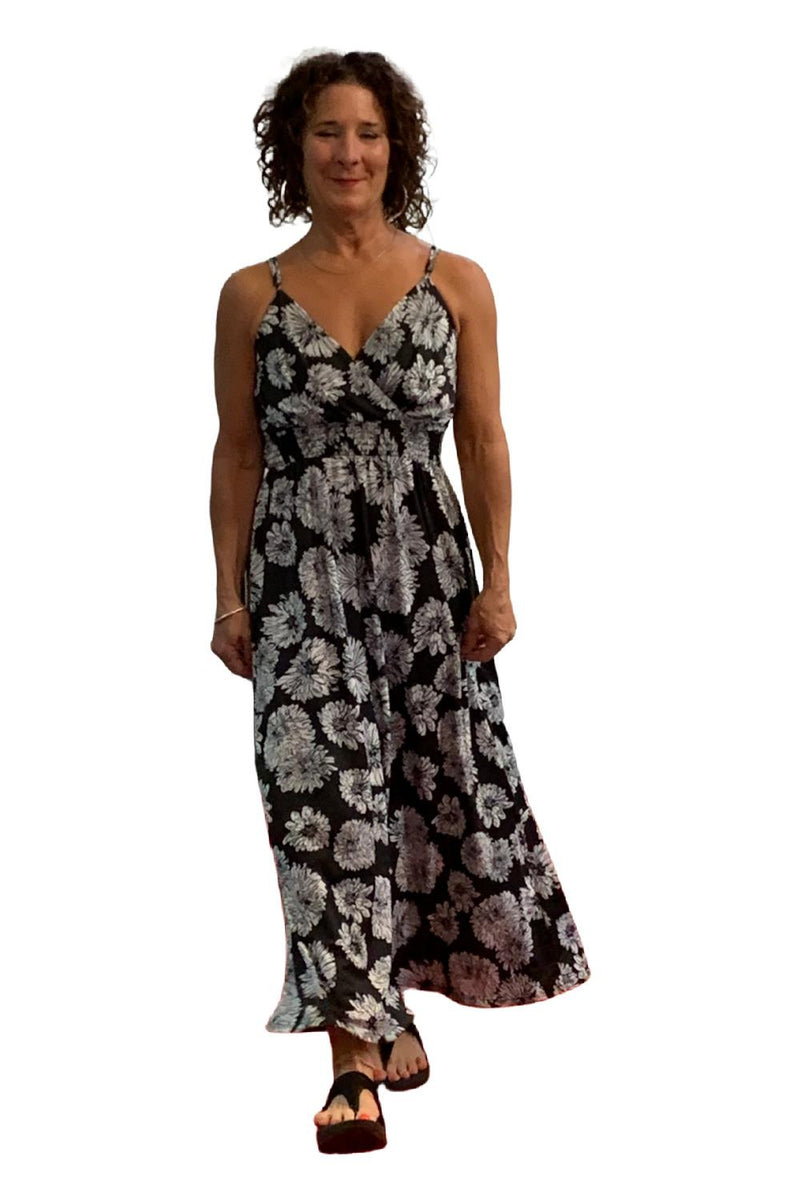 Papillon Maxi Dress Black & White Floral PD-05560