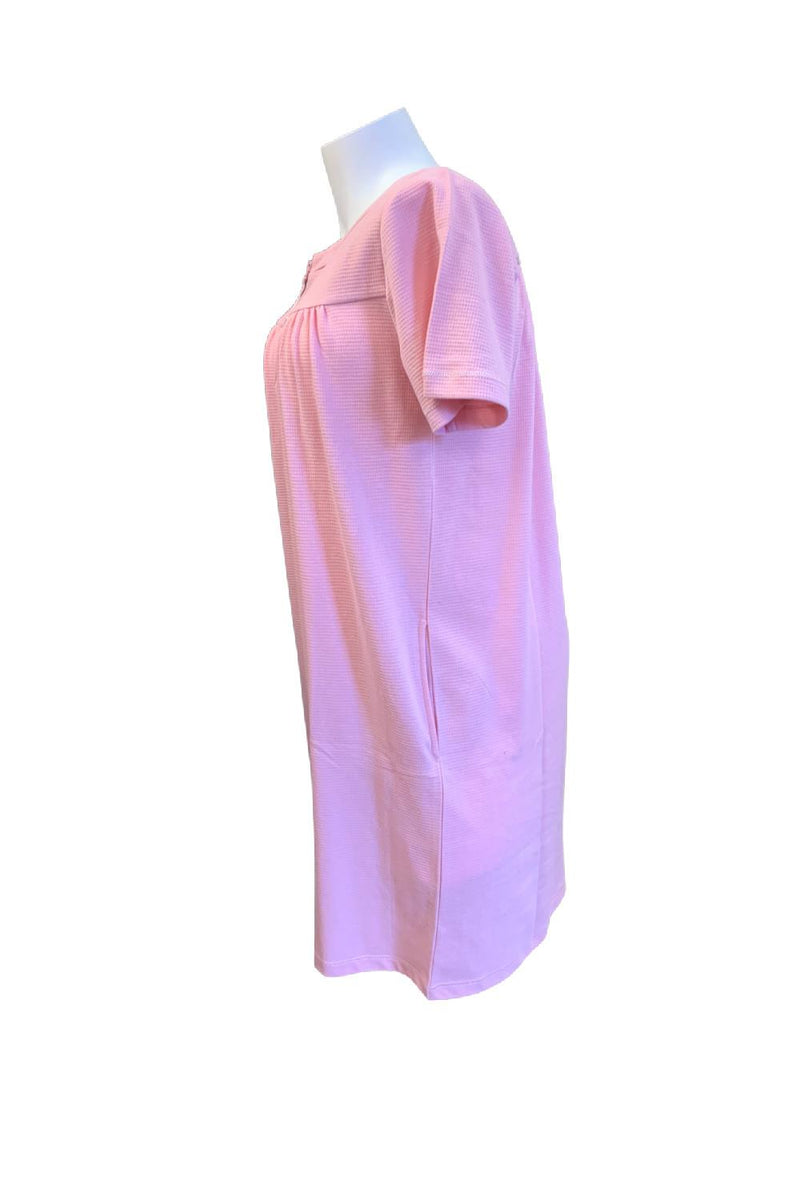 Patricia Waffle Knit Zip Front Short Robe, Rose (859-3C)